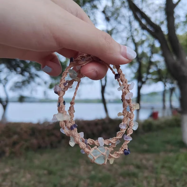 Colorful fluorite Hand-knitted bracelet