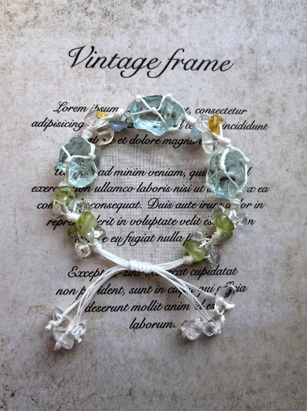 Aquamarine crystal woven bracelet