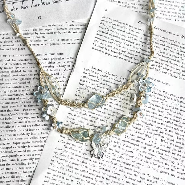 Aquamarine crystal layered necklace