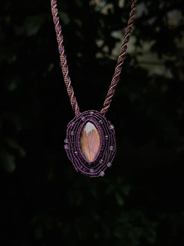 Mystical Purple Labradorite Crystal Pendant Necklace