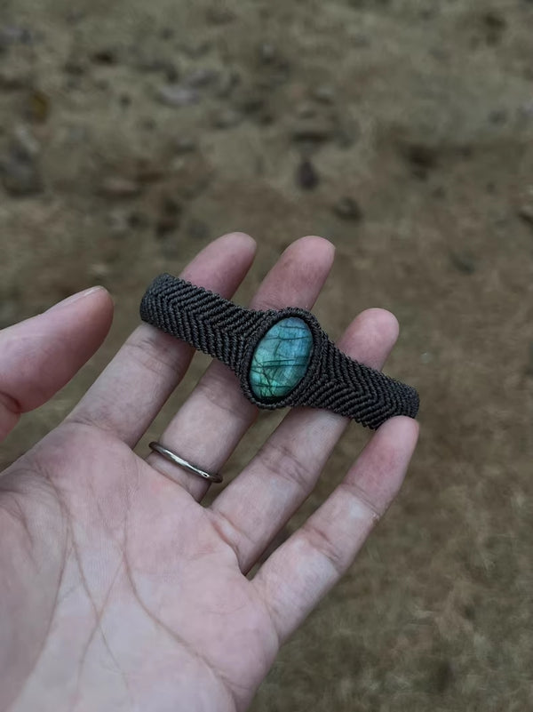 Labradorite stone woven macrame bracelet