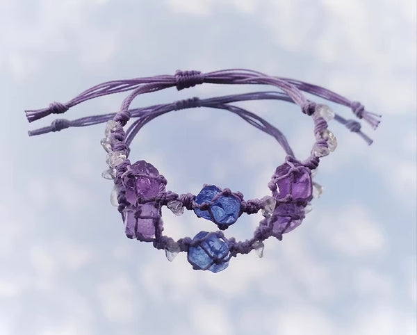 Handcrafted natural gemstone macrame bracelet