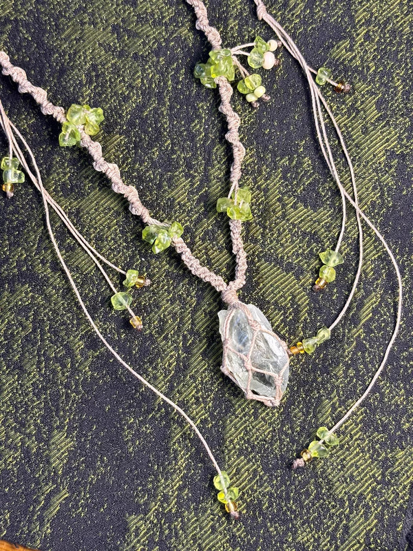 Clear Quartz&Green peridot Healing Necklace