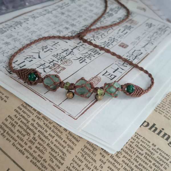 Demeter natural stone woman green bracelet chakra necklace