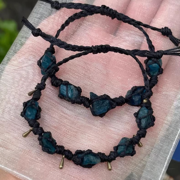 Handwoven Apatite Macrame Bracelet