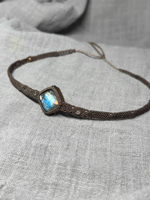 Labradorite crystal choker necklace