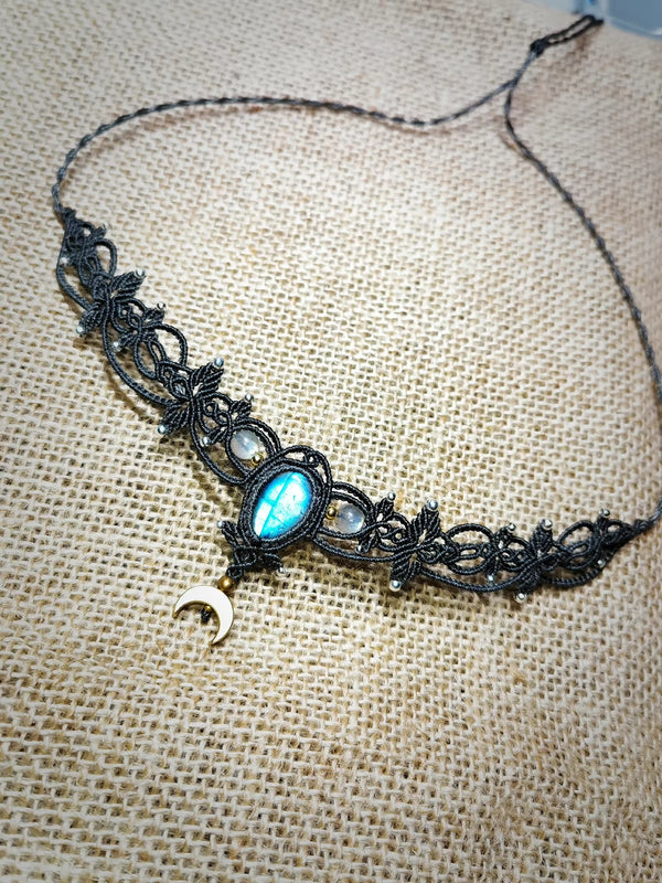 Mystical Moonlit Macrame Labradorite Choker