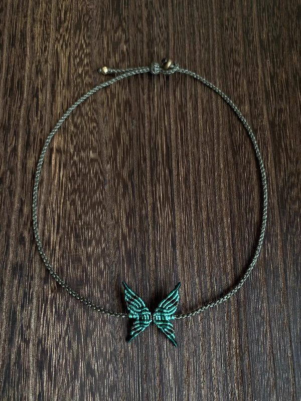 Elegant Green Labradorite Butterfly Necklace