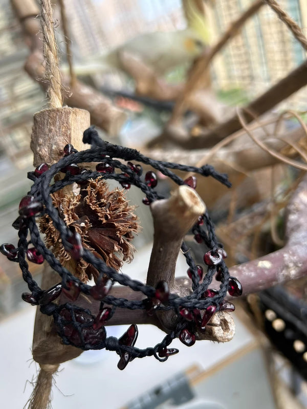 Garnet hand woven energy bracelet