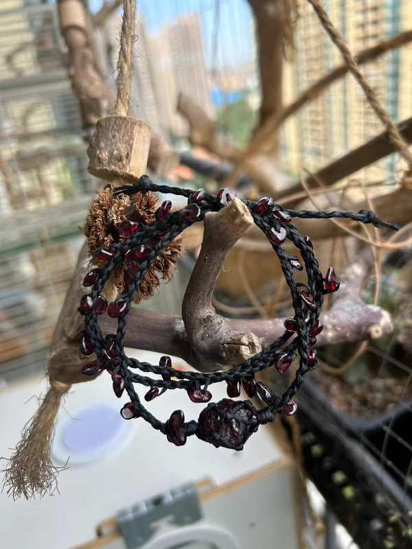 Garnet hand woven energy bracelet