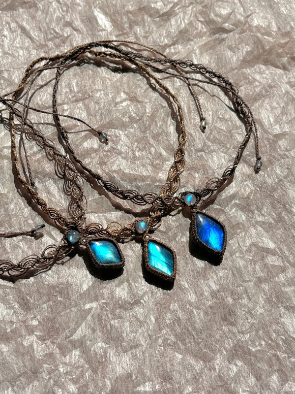 Labradorite crystal angel necklace